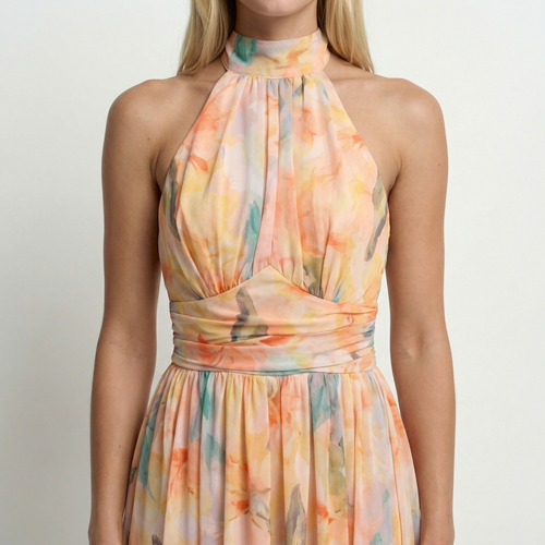 AcuarelaDream | Elegante Vestido Largo Halter con Espalda Abierta 1