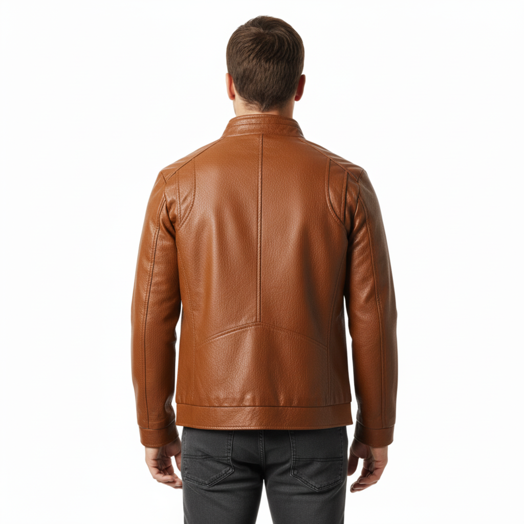 Alejandro | Chaqueta de Cuero Italiano para Hombre con Cremallera y Puños Acanalados 2