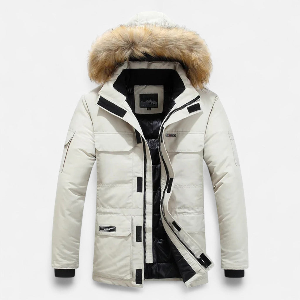 Diego | Parka de Plumón de Invierno para Hombre con Capucha y Forro Polar 0