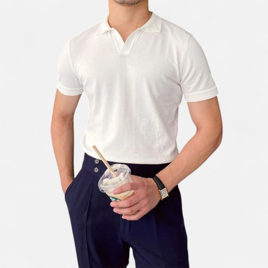 Diego | Polo con Cuello en V para Hombre con Estilo Vintage 0