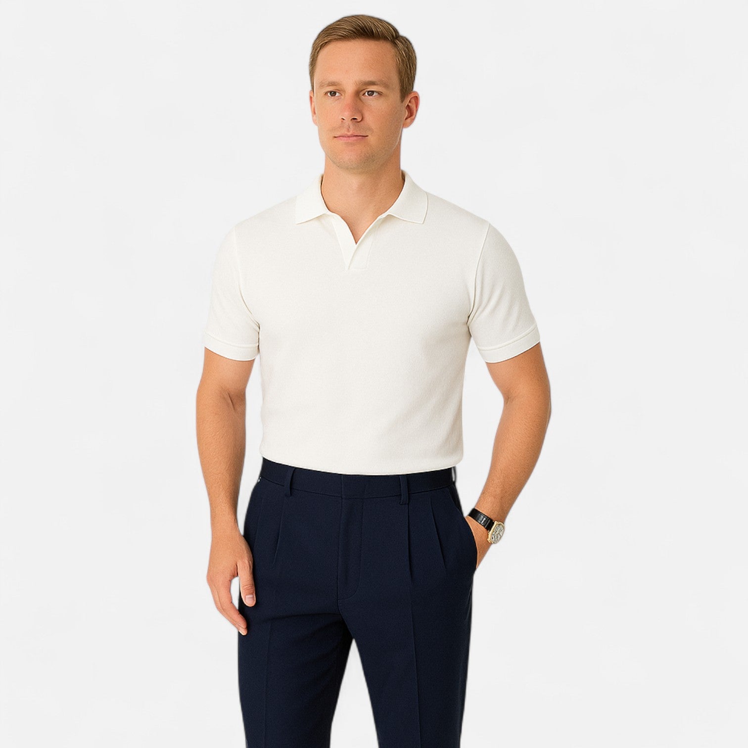 Diego | Polo con Cuello en V para Hombre con Estilo Vintage 1
