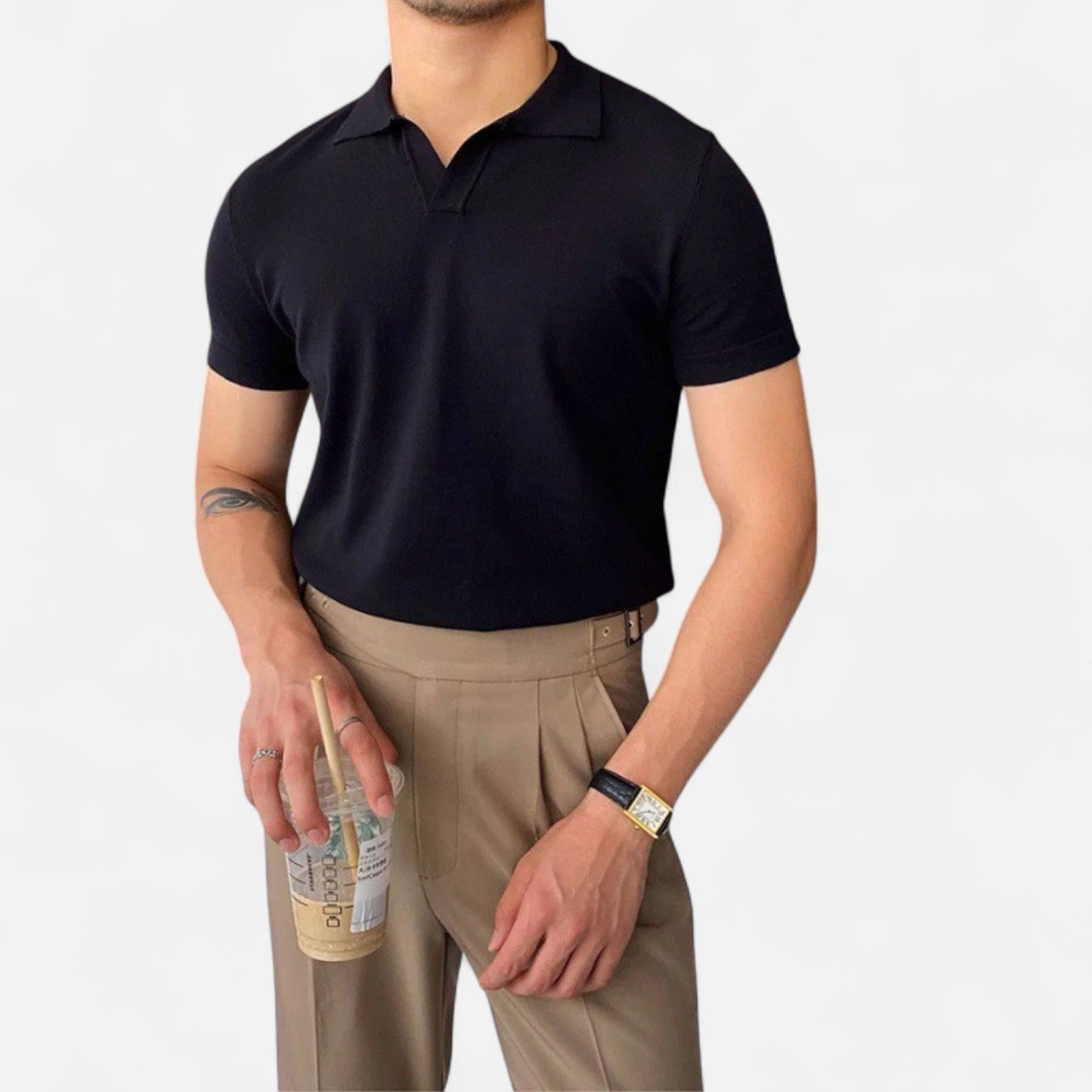 Diego | Polo con Cuello en V para Hombre con Estilo Vintage 3