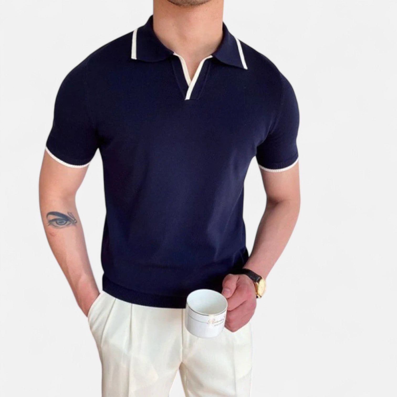 Diego | Polo con Cuello en V para Hombre con Estilo Vintage 4