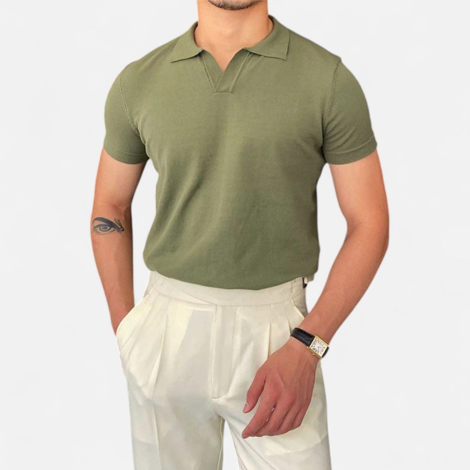 Diego | Polo con Cuello en V para Hombre con Estilo Vintage 7