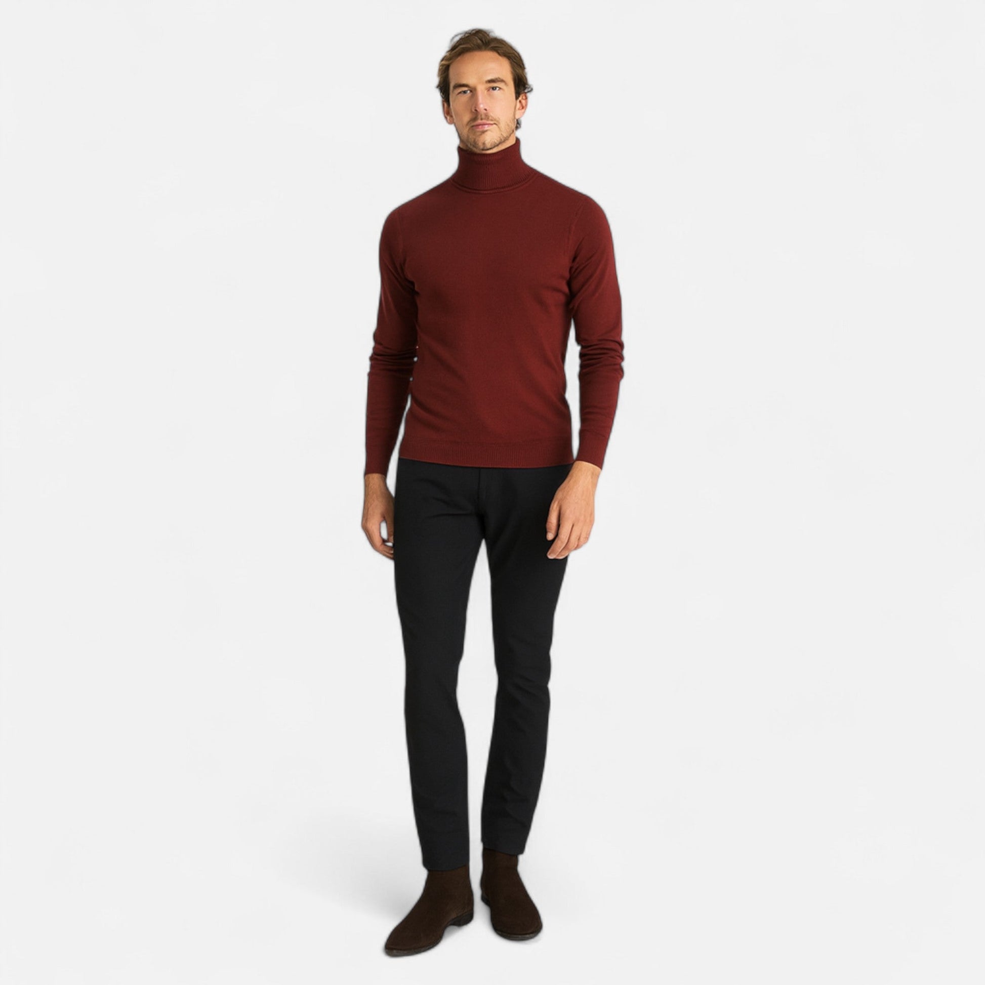 Diego | Suéter de Cuello Alto de Algodón para Hombre con Estilo Atemporal 1