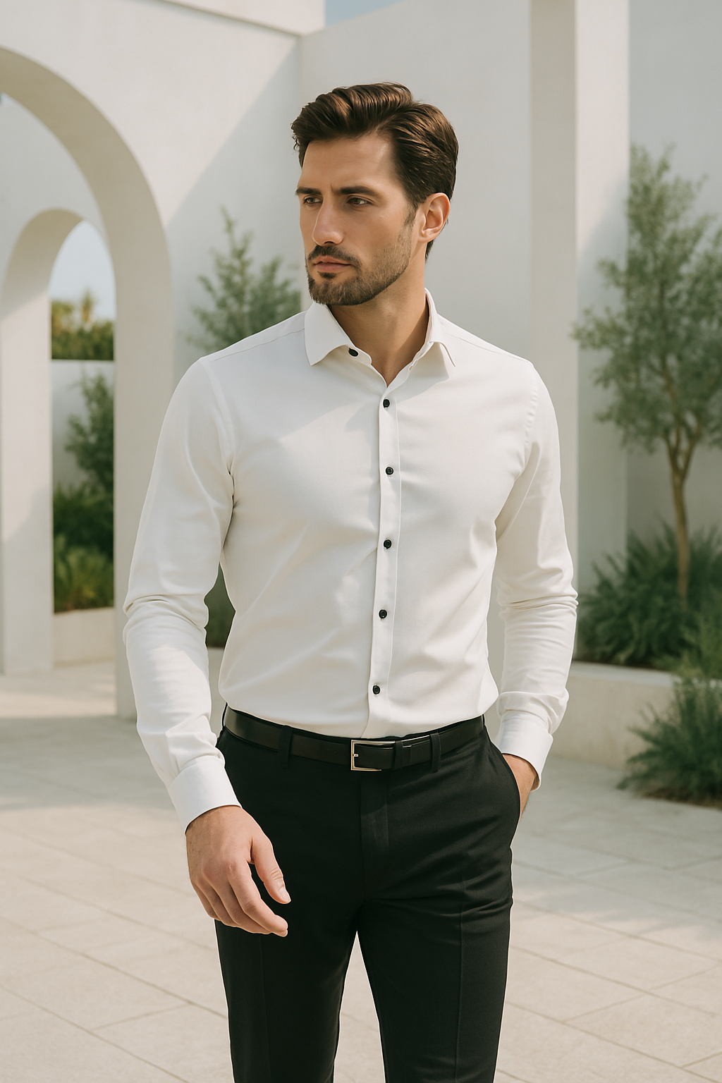 Ethan | Camisa Moderna Elástica para Hombre, Antirarrugas, Corte Ajustado 1