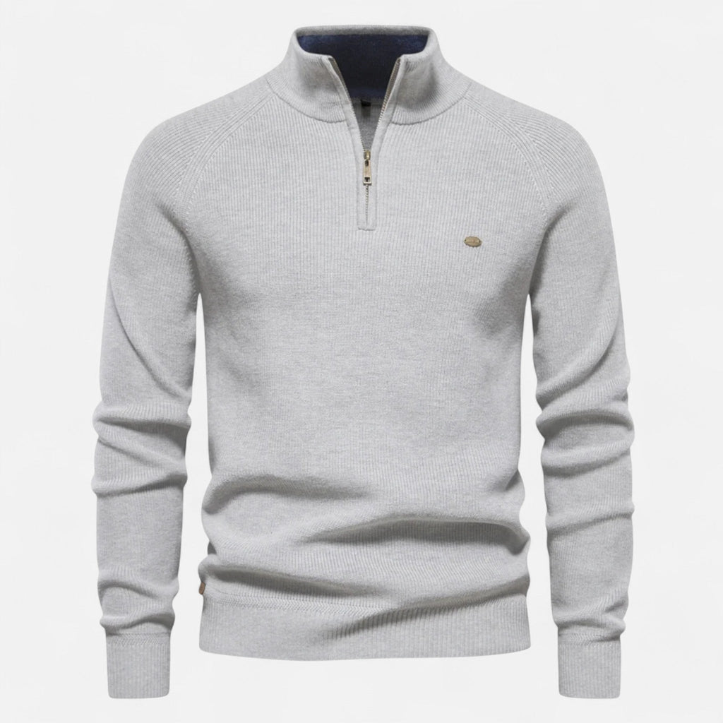Fernando | Suéter de Algodón Premium con Media Cremallera para Hombre 3