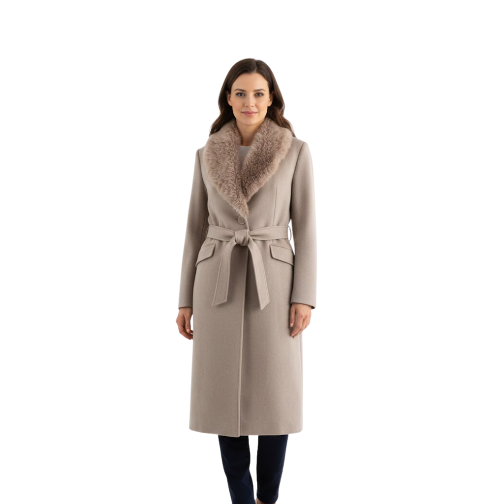 Isabel | Abrigo Cálido con Cinturón y Cuello de Piel para Mujer 2