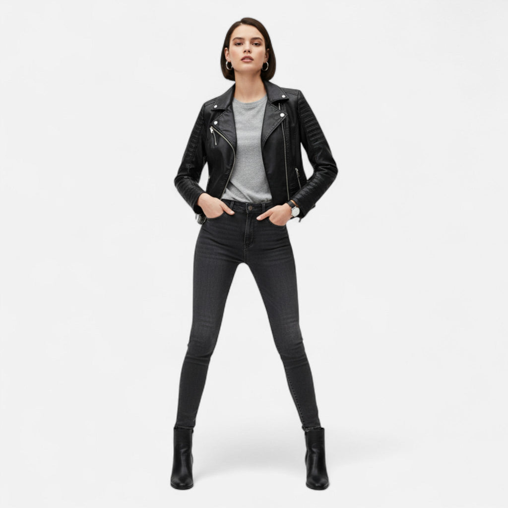 Isabel | Chaqueta de Cuero para Mujer con Diseño Biker Elegante 1