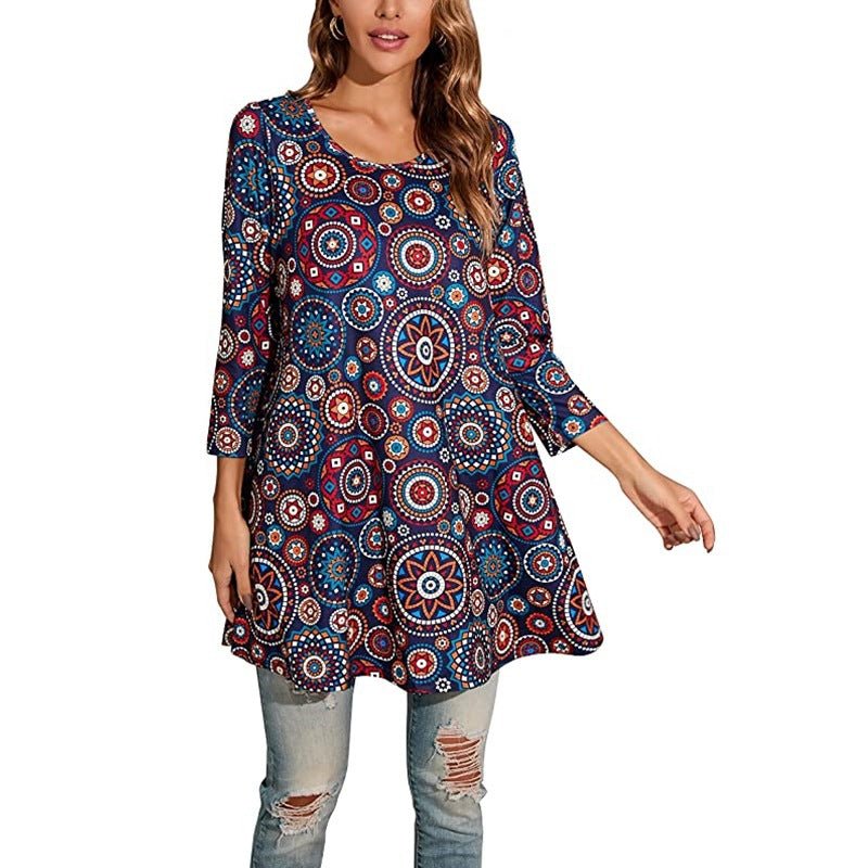 Isabel | Túnica Boho de Manga 3/4 con Estampado de Mandala para Mujer 9