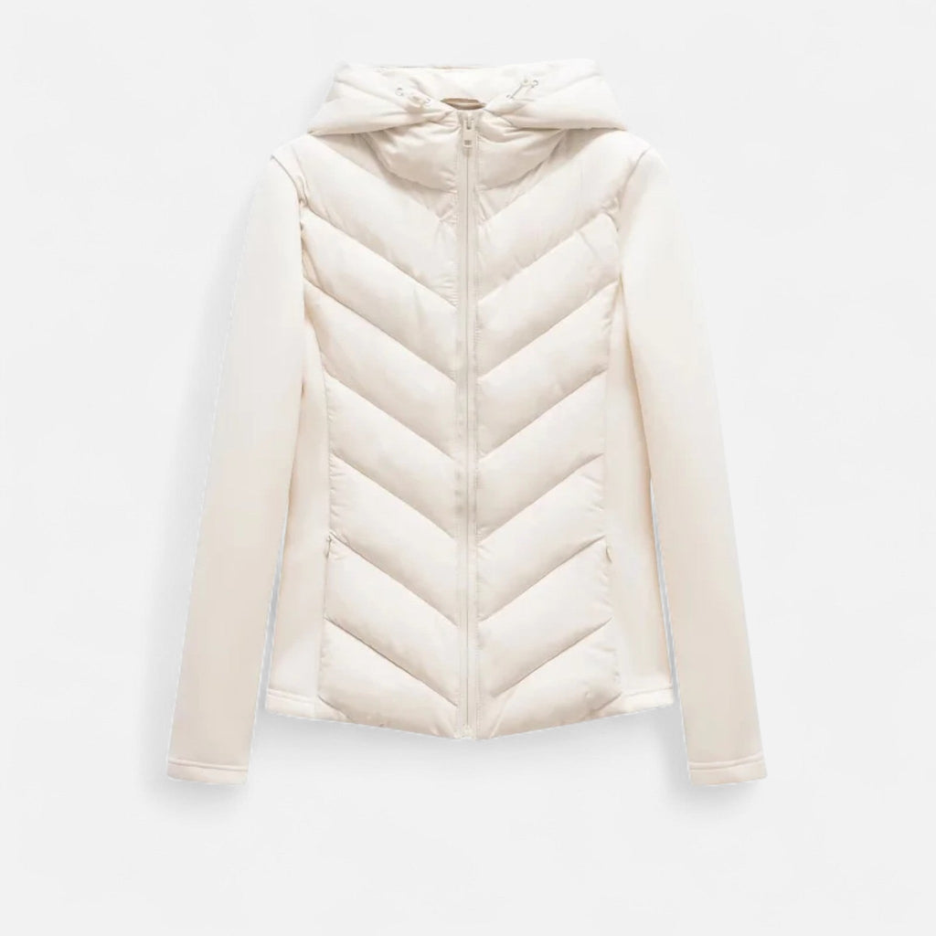 Isabella | Chaqueta de Plumas con Capucha y Patchwork para Mujer 3