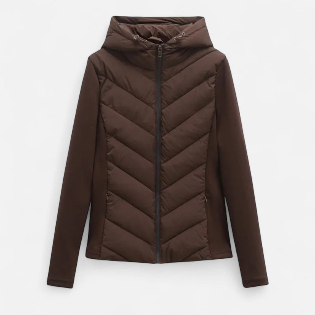 Isabella | Chaqueta de Plumas con Capucha y Patchwork para Mujer 4