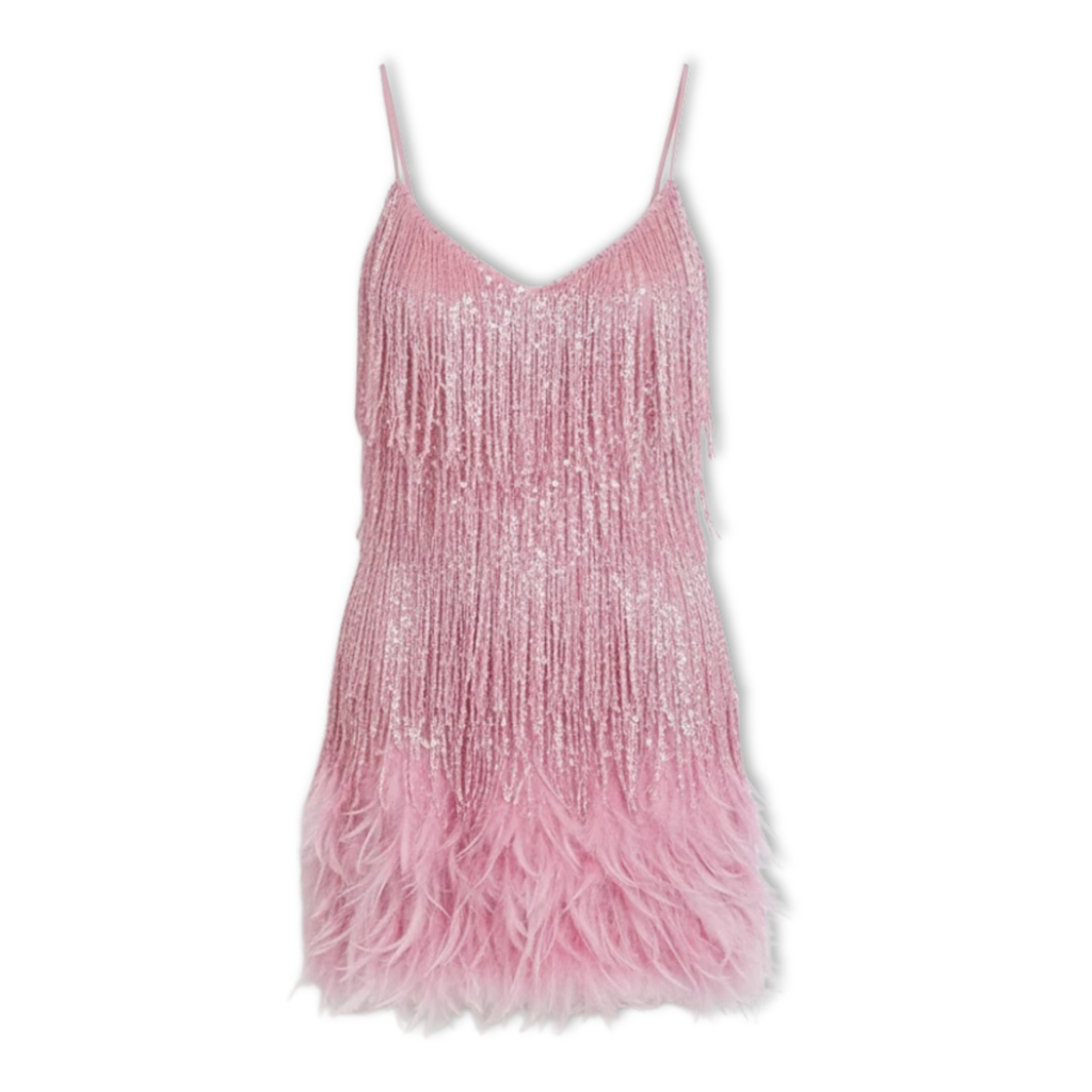 Isabella | Vestido Corto de Noche con Lentejuelas y Plumas para Mujer 0
