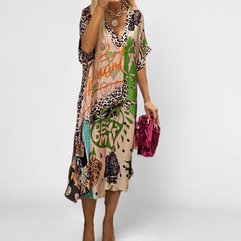 Isabella | Vestido Túnica con Cuello en V y Estampado Gráfico para Mujer 4