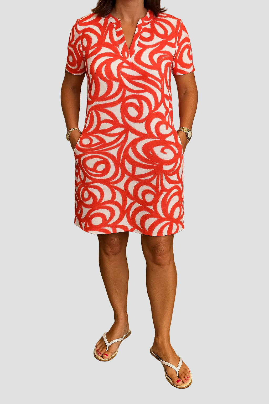 Isabella | Vestido de Manga Corta con Estampado Abstracto para Mujer 2