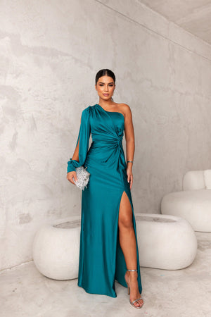 Isabella | Vestido de un solo hombro de satén para mujer 1