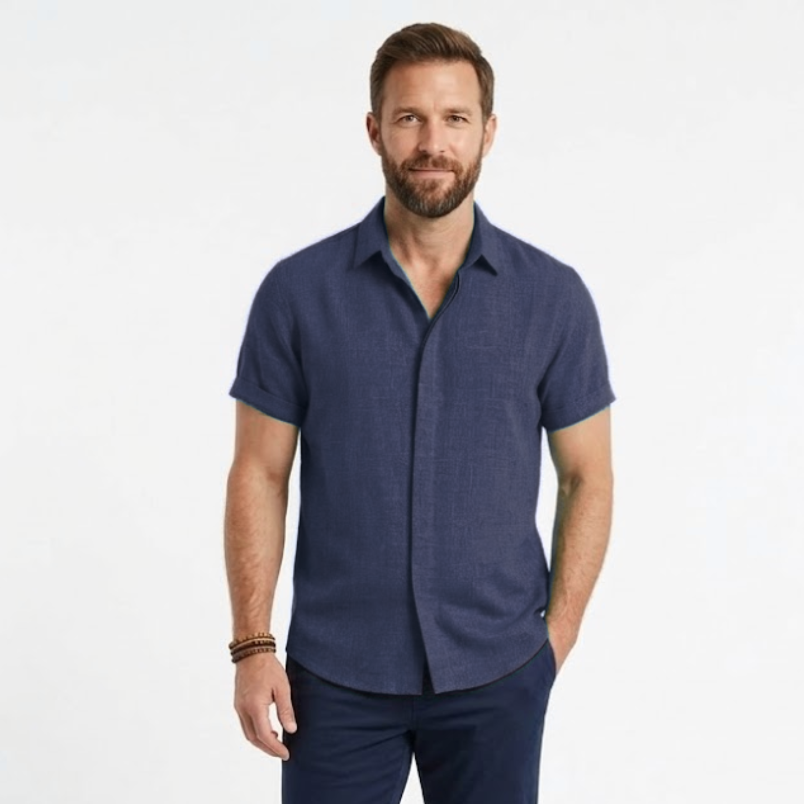 Javier | Camisa de Lino Blanca de Manga Corta para Hombre 10