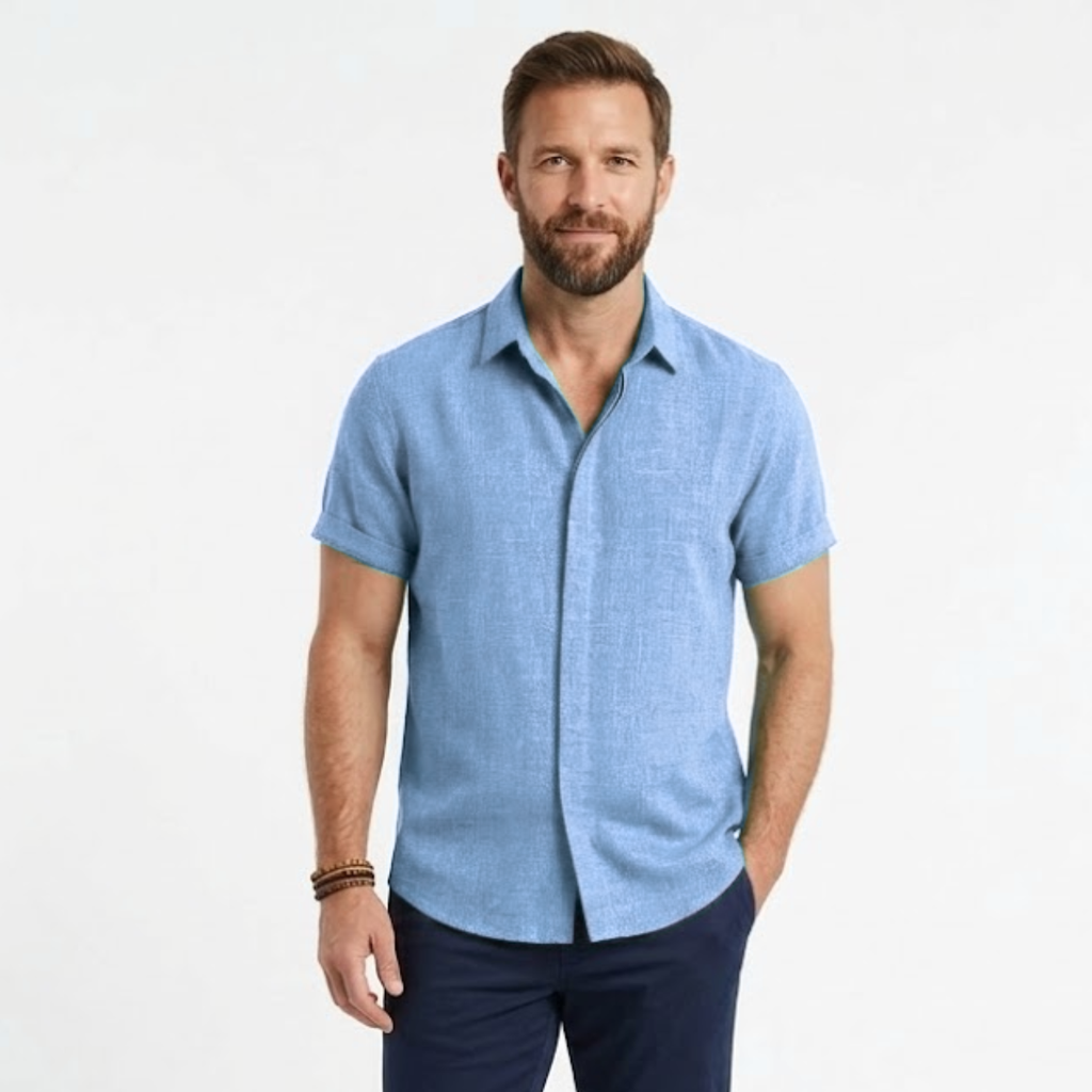 Javier | Camisa de Lino Blanca de Manga Corta para Hombre 11