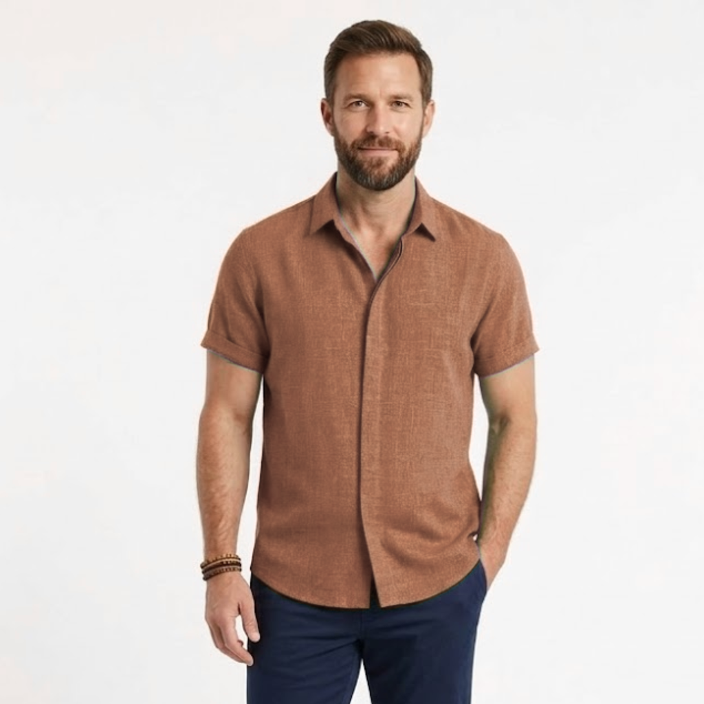 Javier | Camisa de Lino Blanca de Manga Corta para Hombre 12