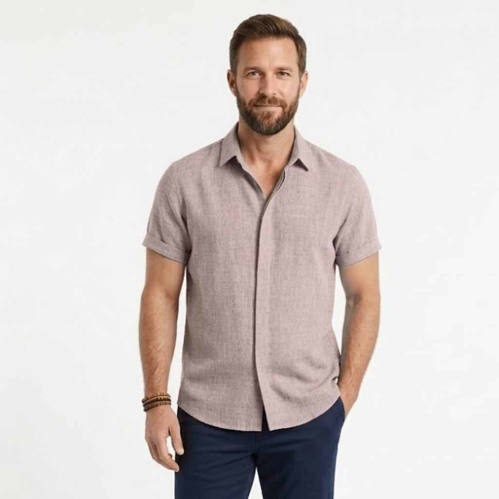 Javier | Camisa de Lino Blanca de Manga Corta para Hombre 13