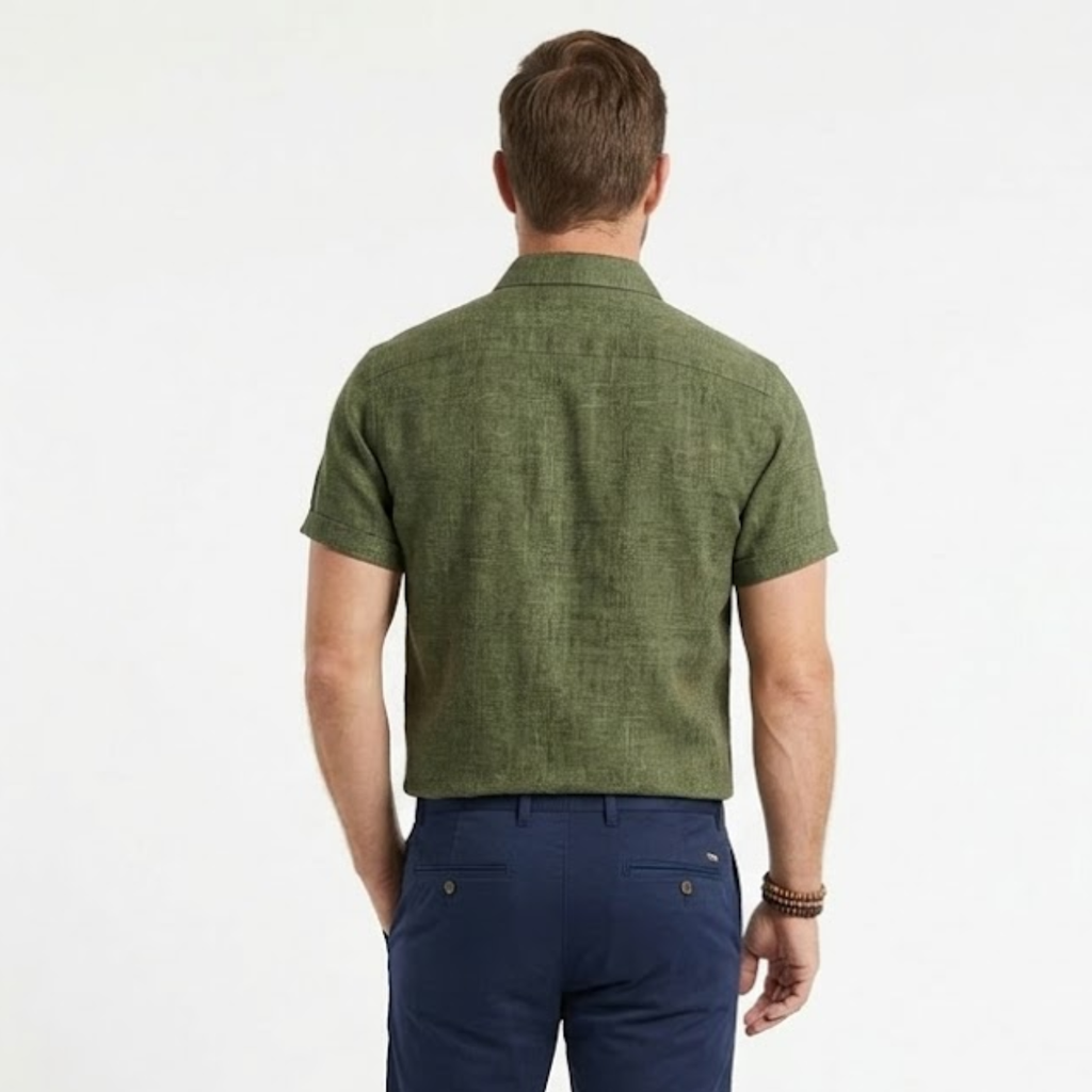 Javier | Camisa de Lino Blanca de Manga Corta para Hombre 2