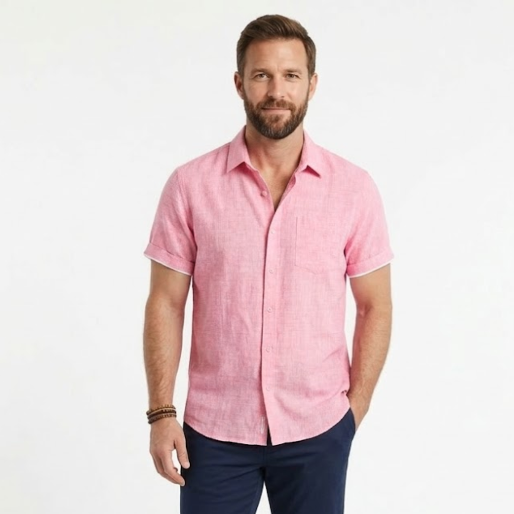 Javier | Camisa de Lino Blanca de Manga Corta para Hombre 3