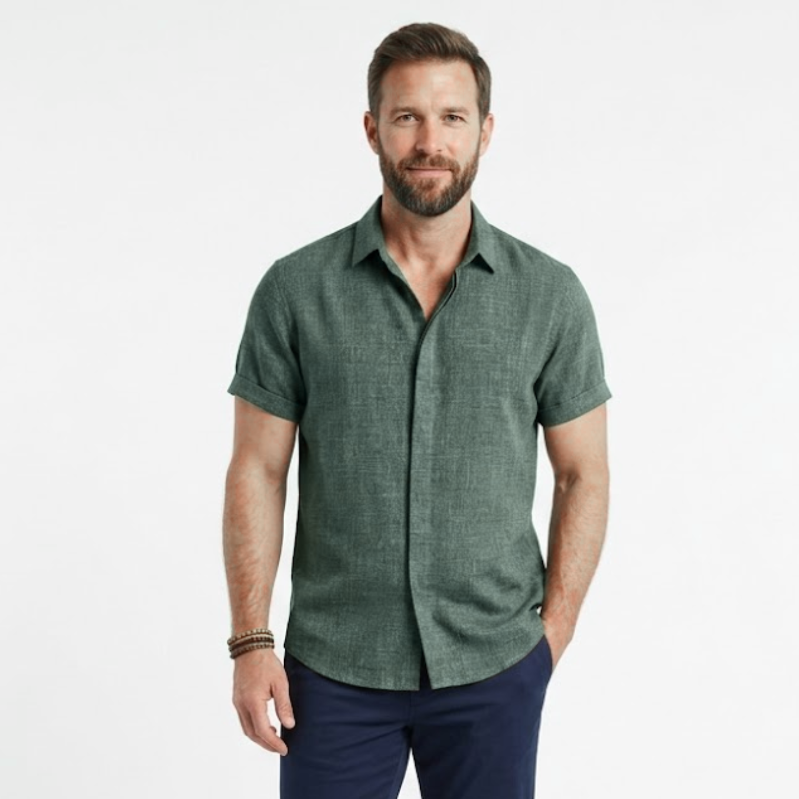 Javier | Camisa de Lino Blanca de Manga Corta para Hombre 6