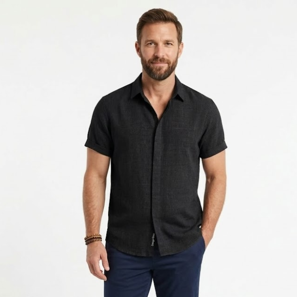 Javier | Camisa de Lino Blanca de Manga Corta para Hombre 9