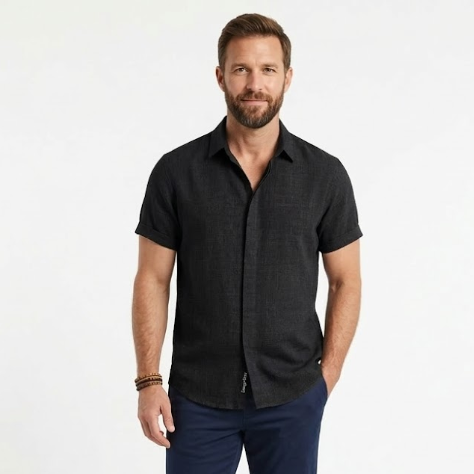 Javier | Camisa de Lino Blanca de Manga Corta para Hombre 9