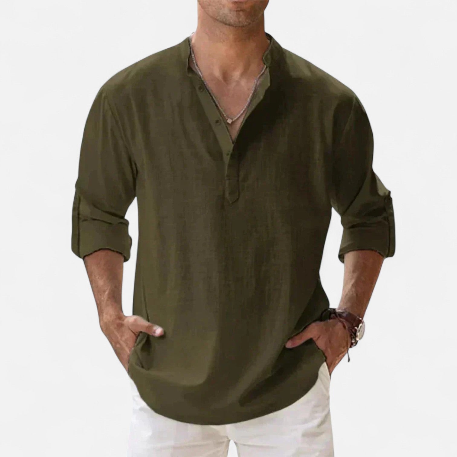 Javier | Camisa de Lino de Manga Larga para Hombre con Estilo Sofisticado 4