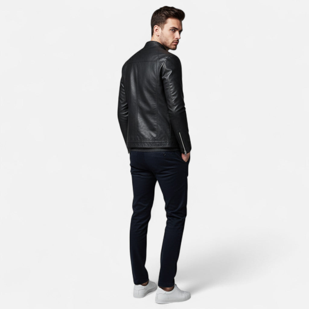 Javier | Chaqueta de Cuero Entallada para Hombre con Estilo Biker 2
