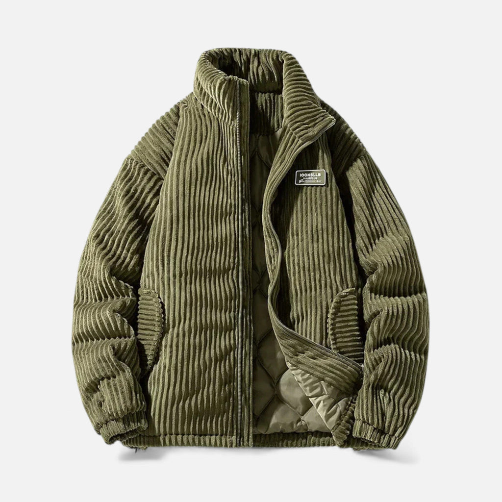 Javier | Parka Hombre Invierno de Pana con Cuello Alto y Diseño Acolchado 0