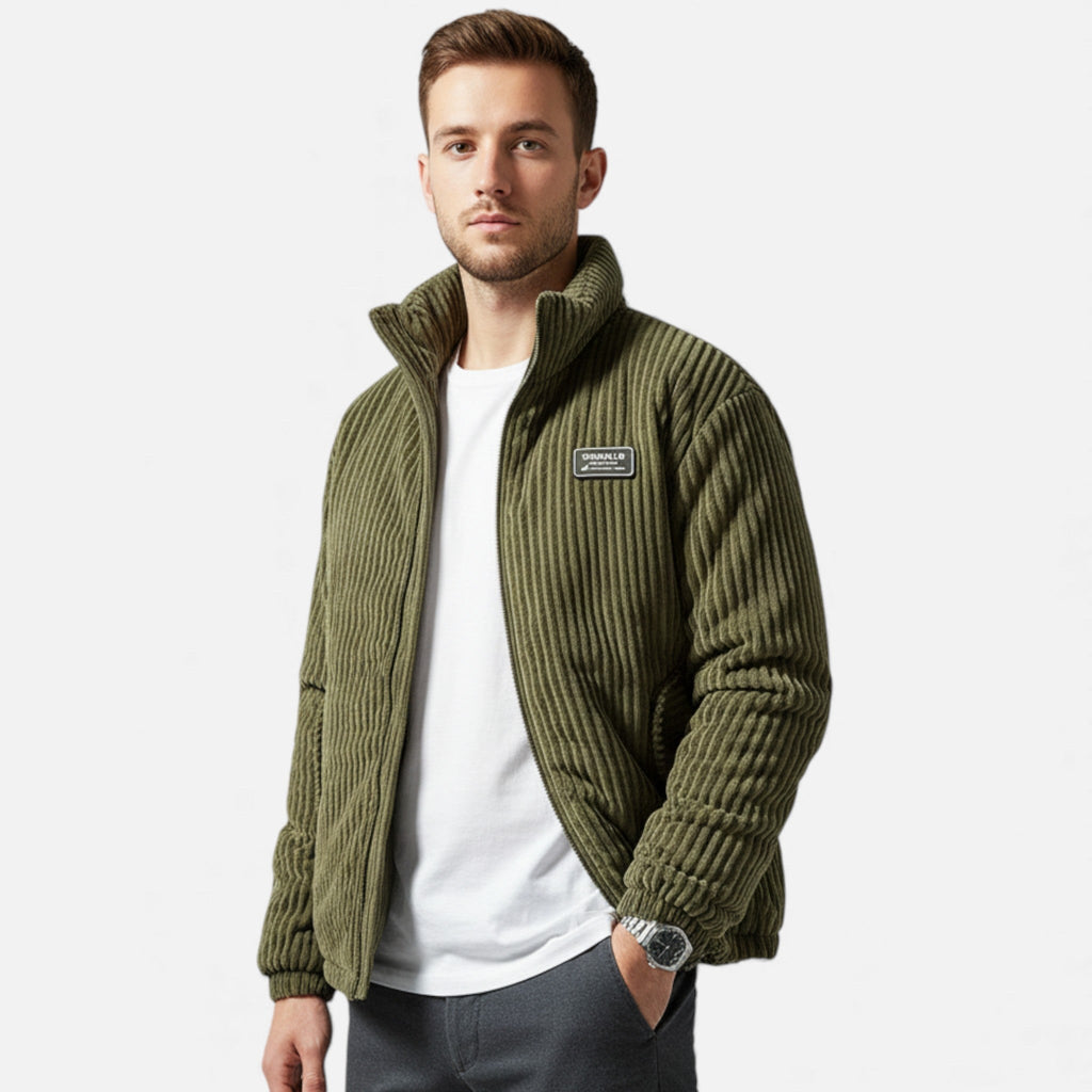 Javier | Parka Hombre Invierno de Pana con Cuello Alto y Diseño Acolchado 1