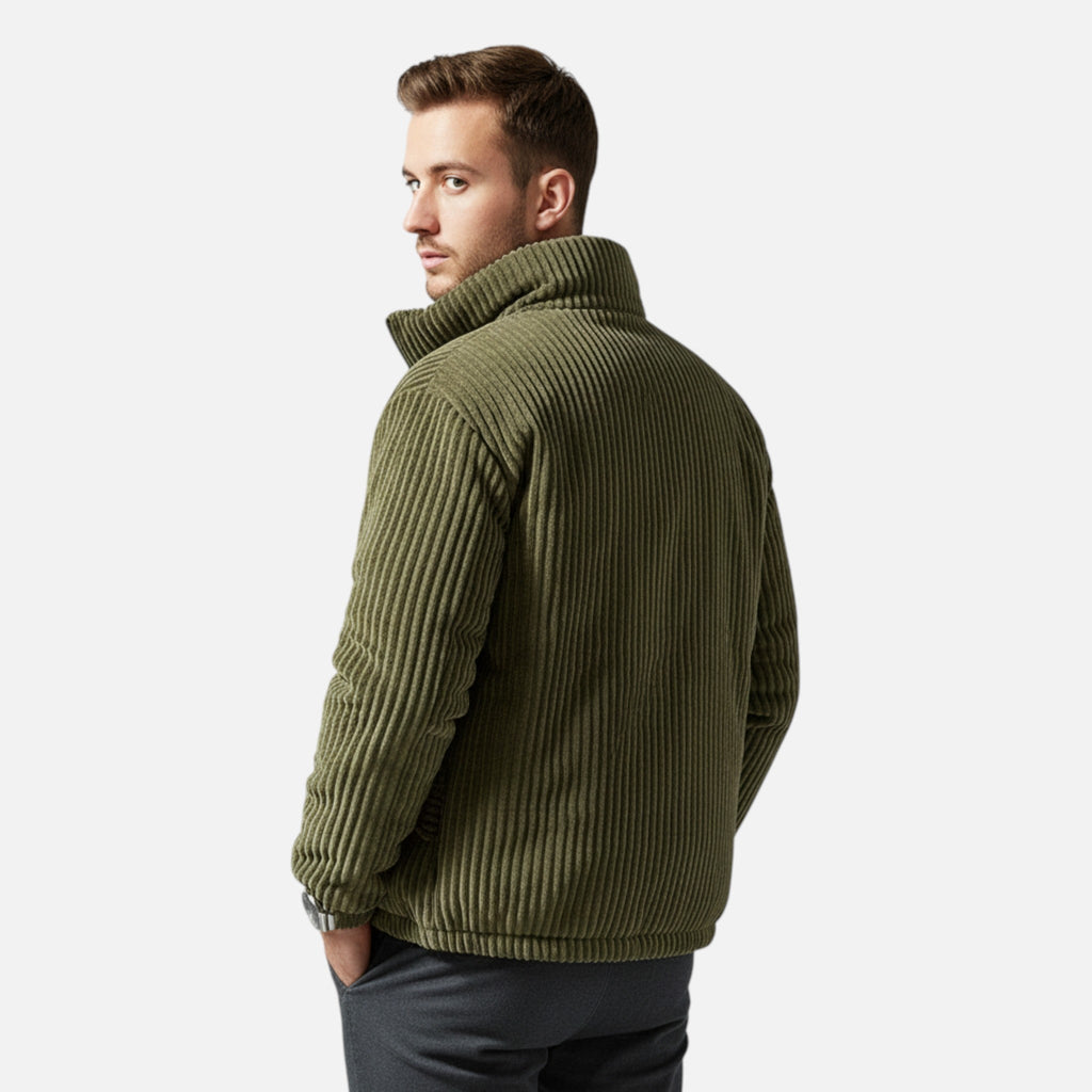 Javier | Parka Hombre Invierno de Pana con Cuello Alto y Diseño Acolchado 2