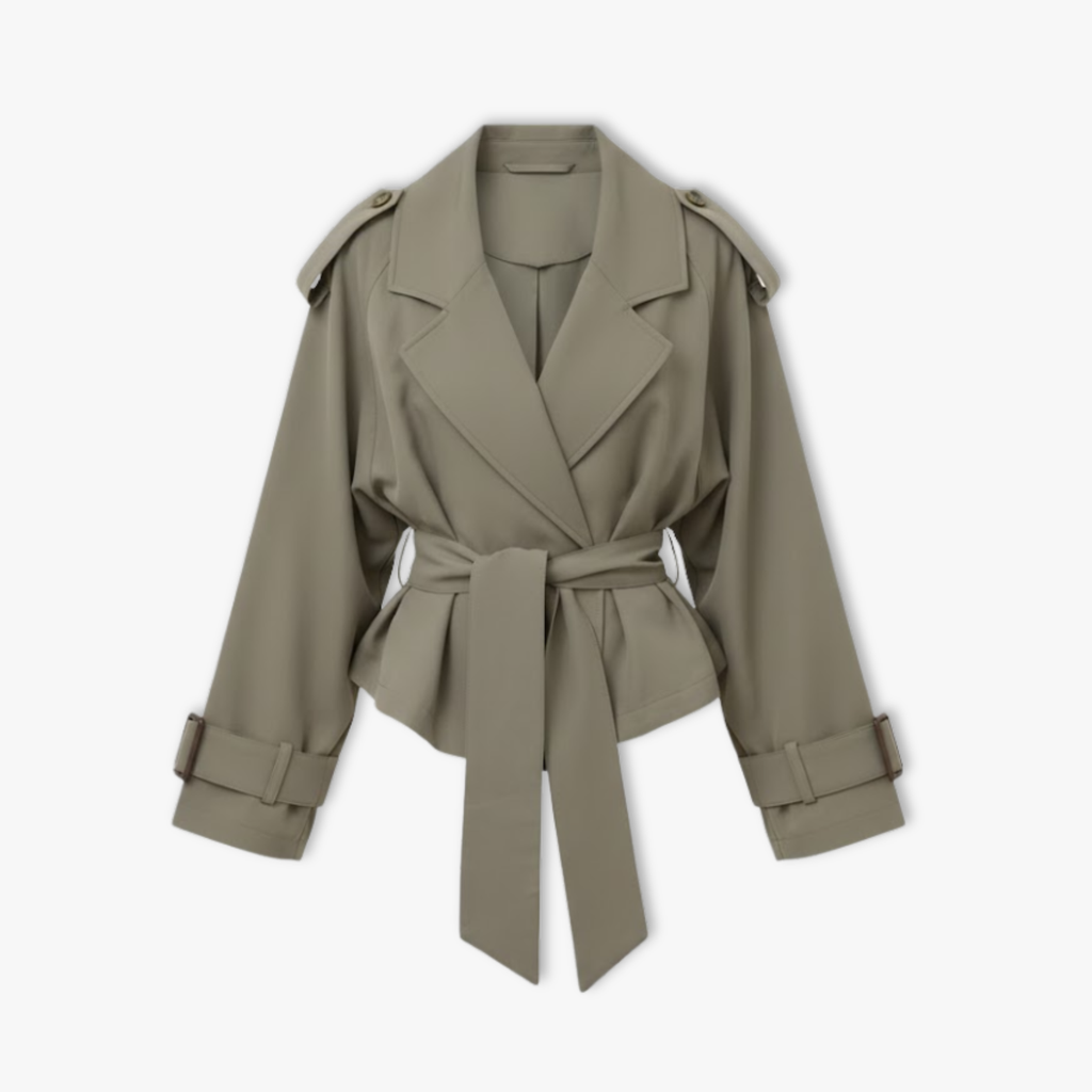 Lucía | Gabardina Corta con Cordones para Mujer con Estilo Moderno 0