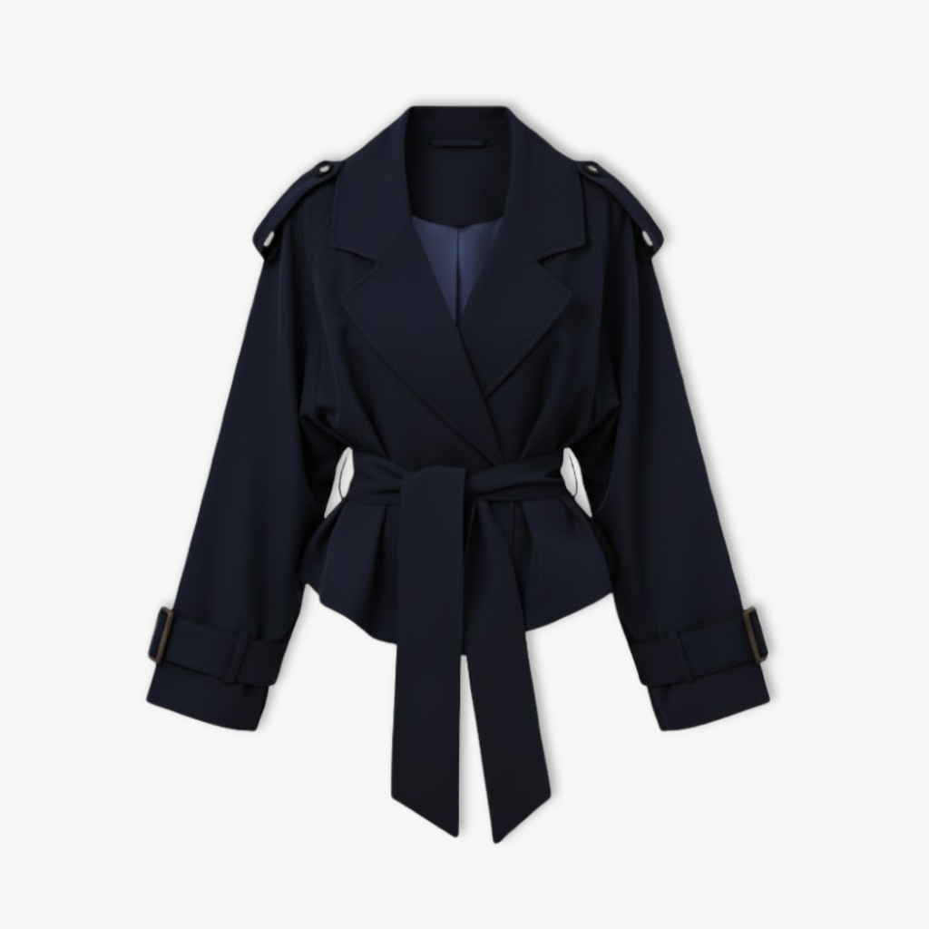 Lucía | Gabardina Corta con Cordones para Mujer con Estilo Moderno 1