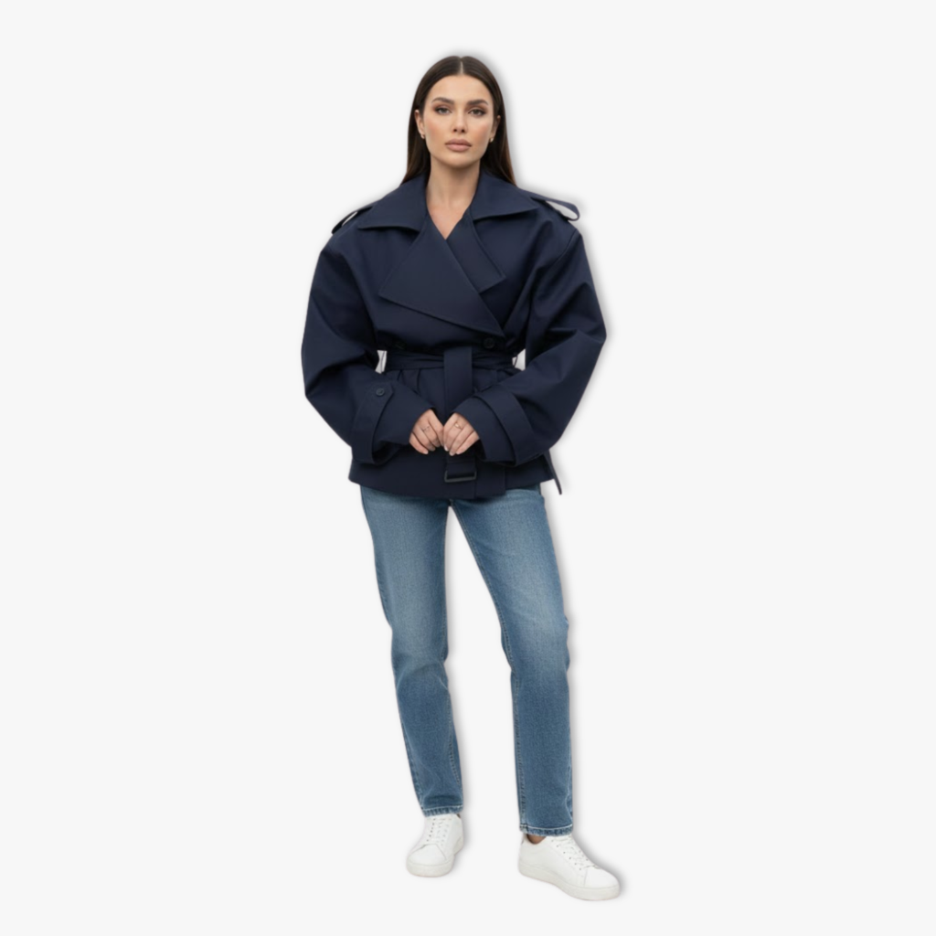 Lucía | Gabardina Corta con Cordones para Mujer con Estilo Moderno 2