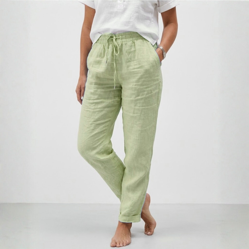 Lucía | Pantalones Holgados de Lino y Algodón con Cintura Alta para Mujer 0