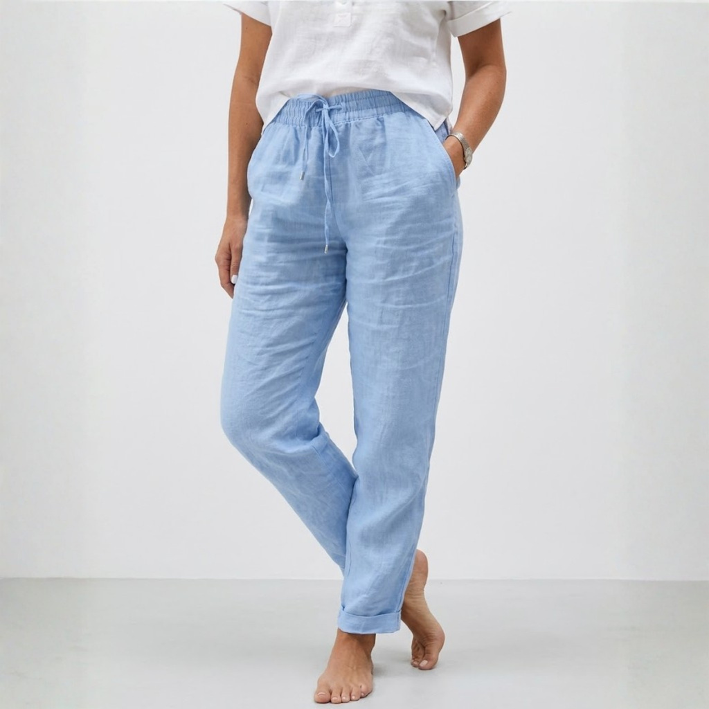Lucía | Pantalones Holgados de Lino y Algodón con Cintura Alta para Mujer 1