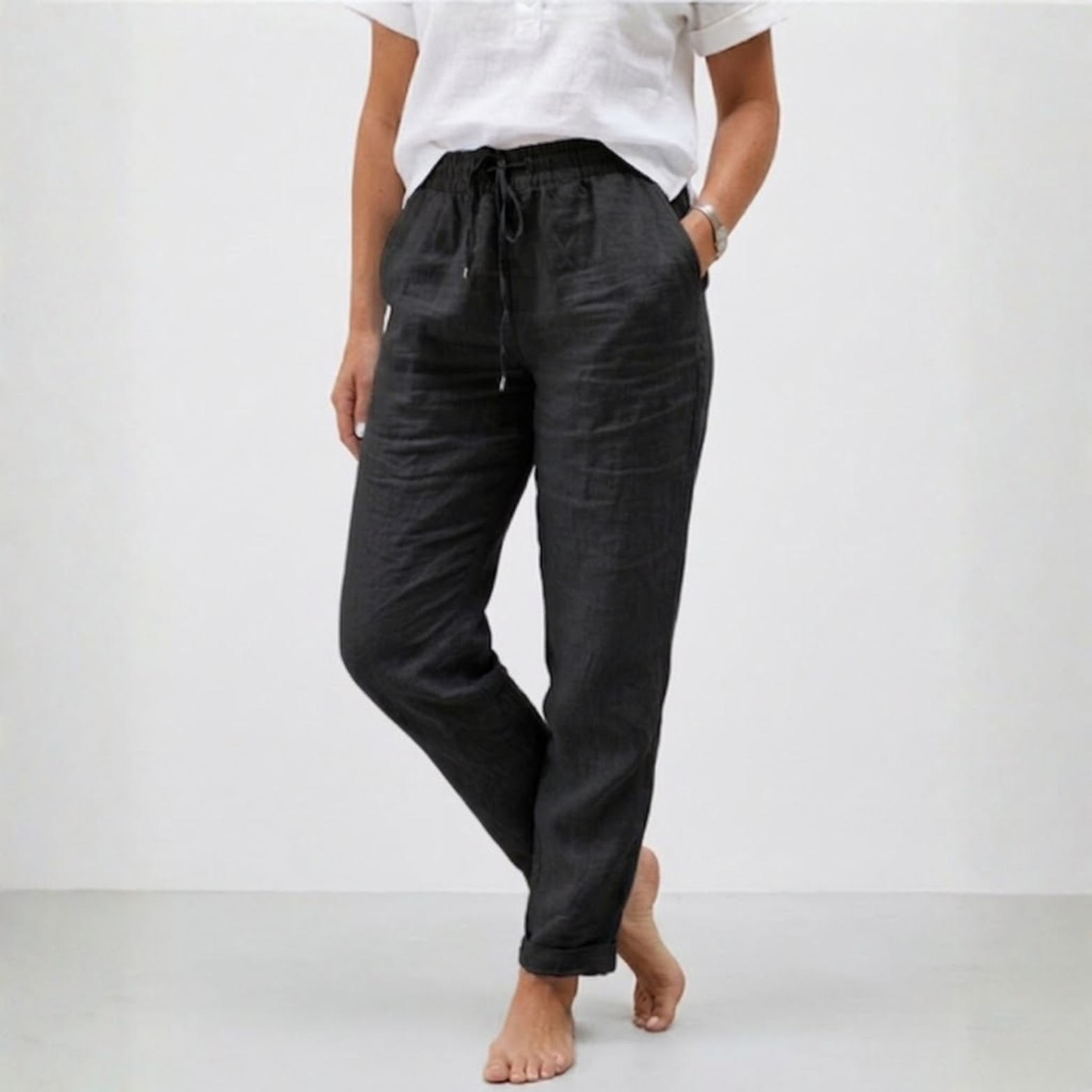 Lucía | Pantalones Holgados de Lino y Algodón con Cintura Alta para Mujer 3