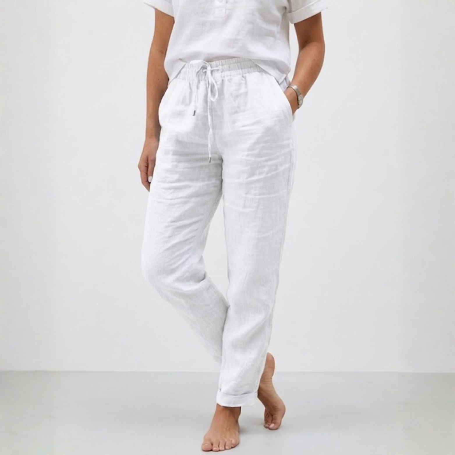 Lucía | Pantalones Holgados de Lino y Algodón con Cintura Alta para Mujer 4