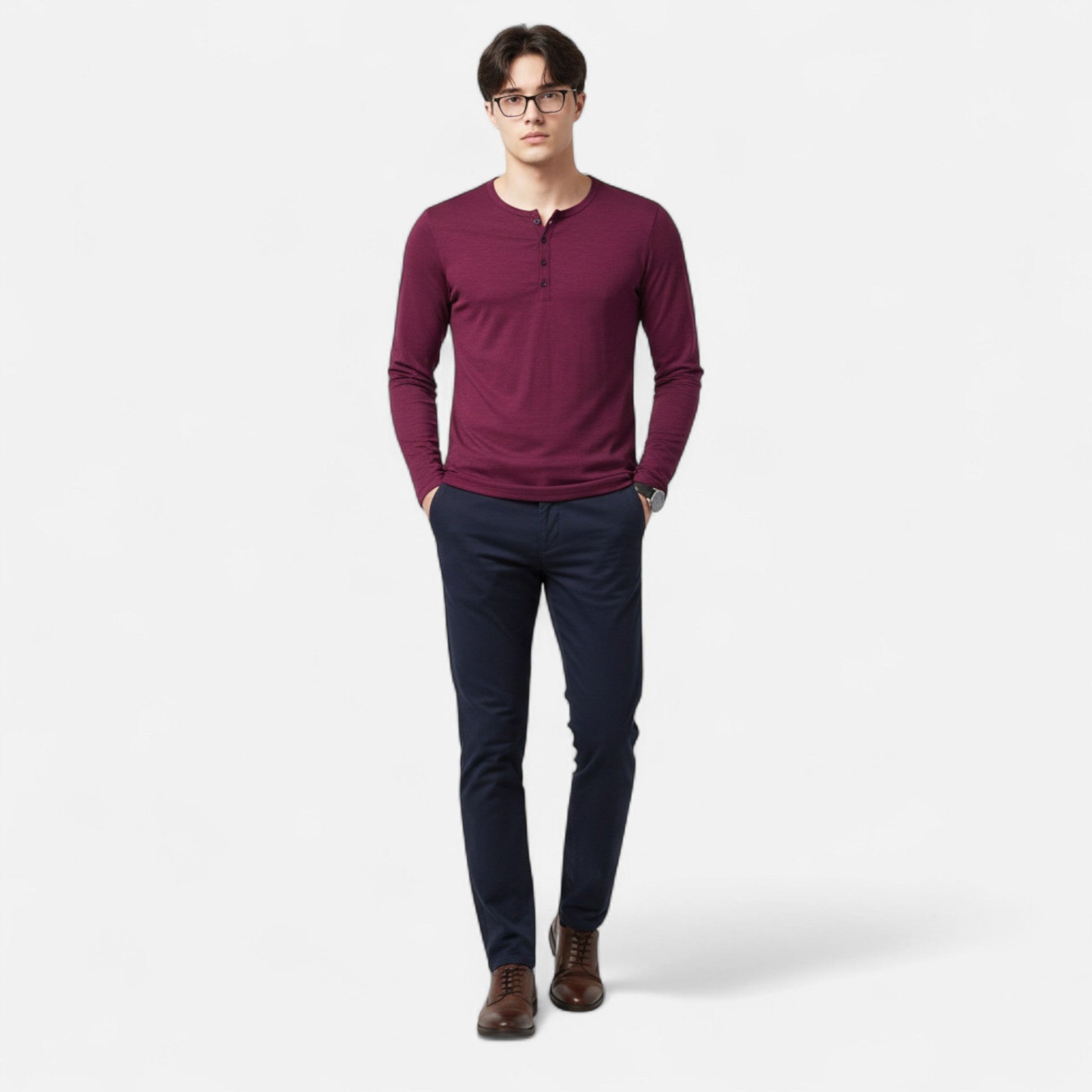 Luis | Camisa Henley de Algodón para Hombre con Manga Larga 1