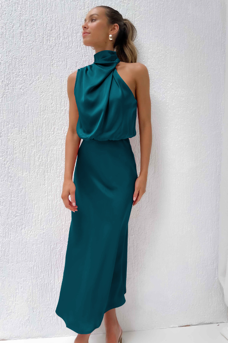 Luzielle | Vestido Midi Elegante con Escote Asimétrico | Diseño Moderno para Estilo Sofisticado 13