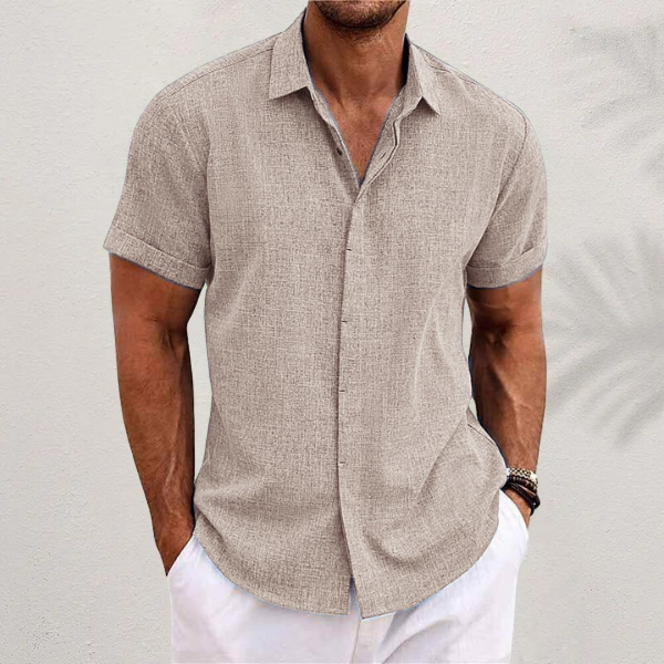 DIEGO – Camisa de manga corta de algodón y lino para hombre
