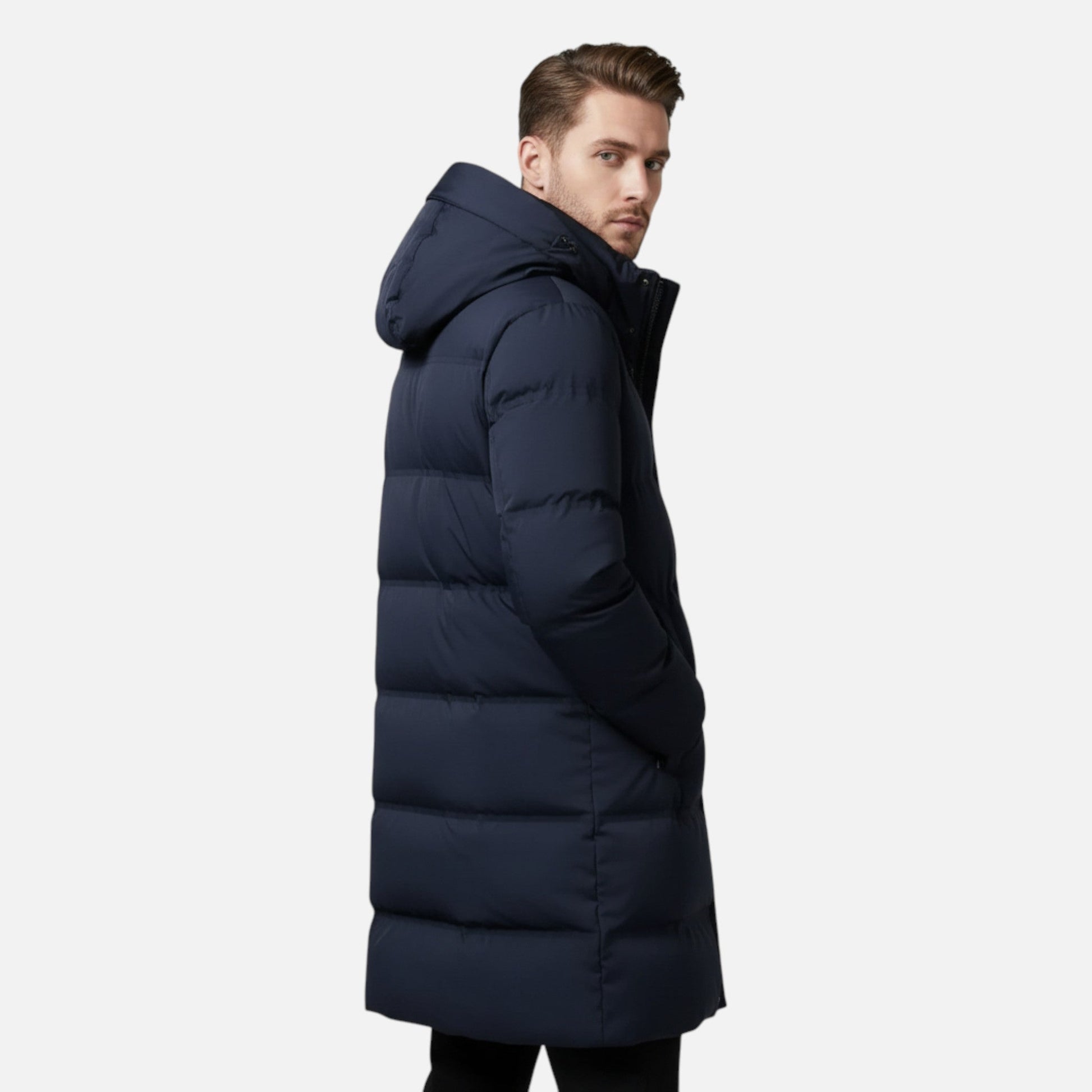 Santiago | Parka Impermeable Negra para Hombre con Capucha Aislante para Invierno 2