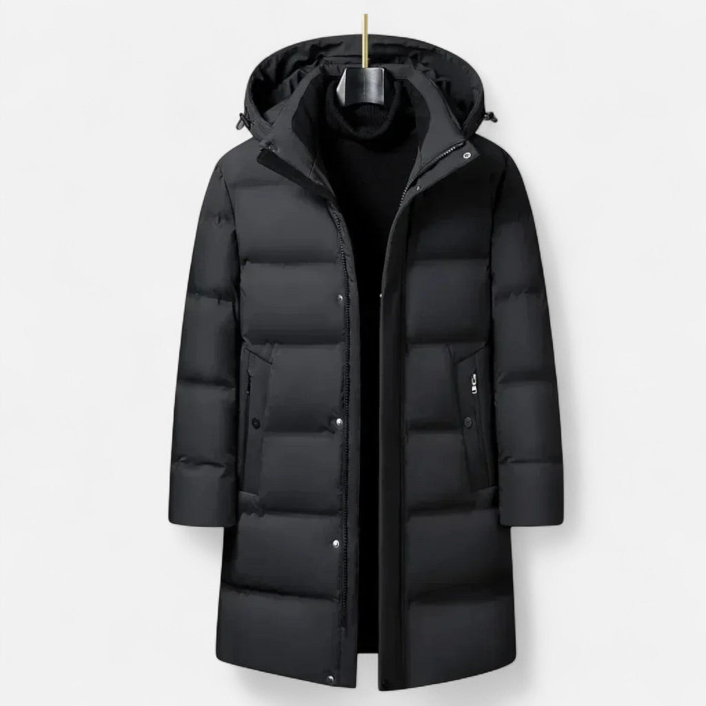 Santiago | Parka Impermeable Negra para Hombre con Capucha Aislante para Invierno 4