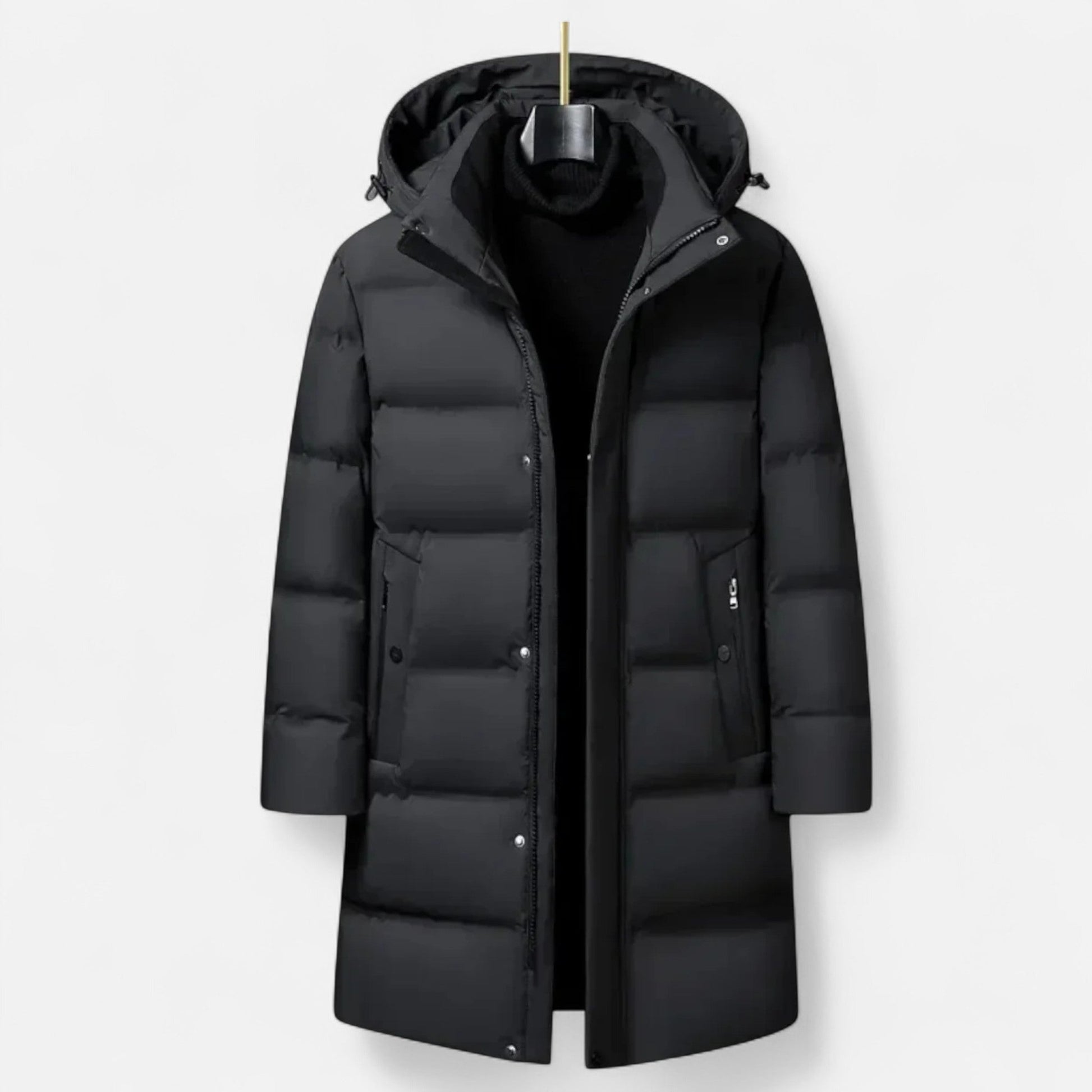 Santiago | Parka Impermeable Negra para Hombre con Capucha Aislante para Invierno 4