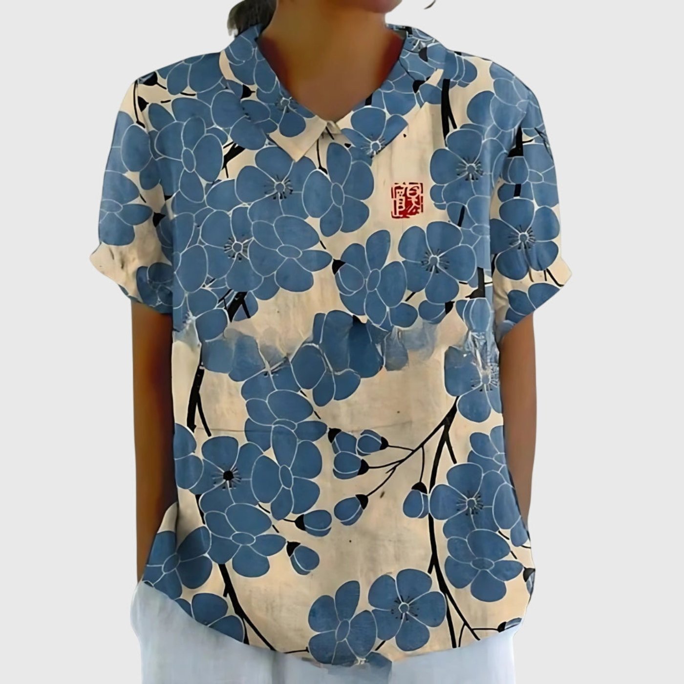 Sofía | Blusa de Lino con Estampado Botánico para Mujer 10