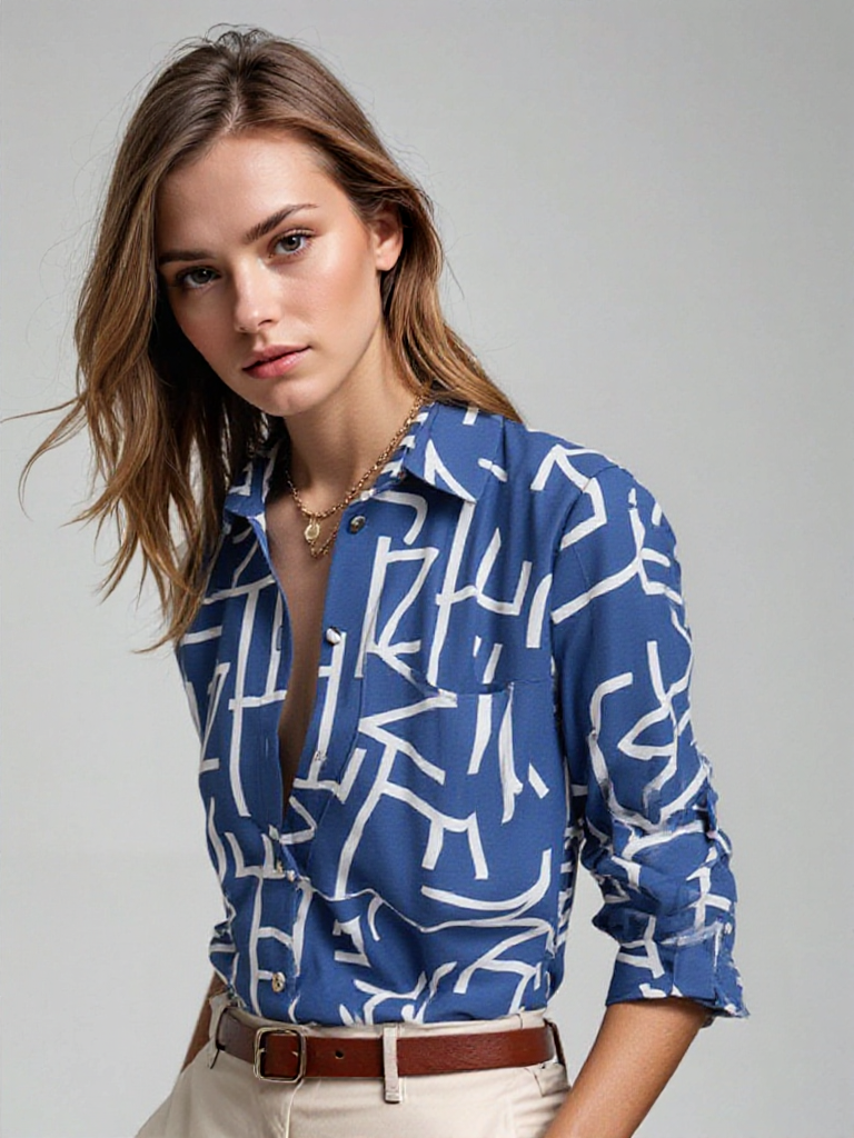 Sofia | Elegante Blusa Blanca Casual con Cuello Plegable 0