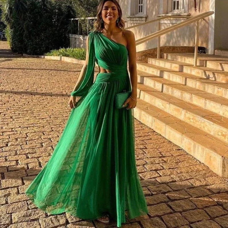 Sofia | Elegante Vestido Largo Plisado Verde 3